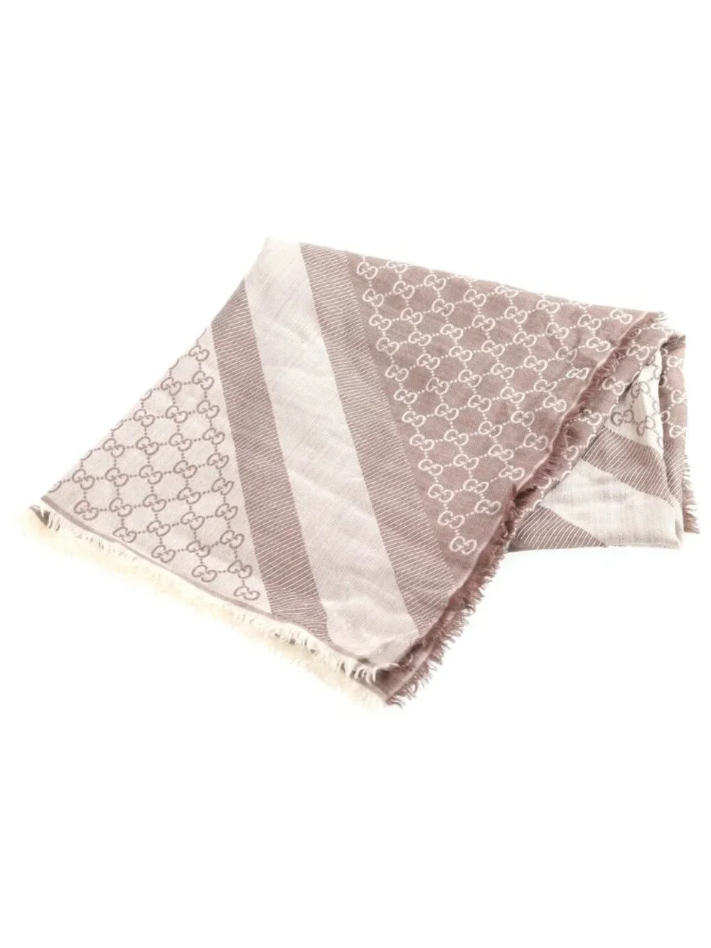 Gucci GG All Over Print Large Shawl Brown Scarf